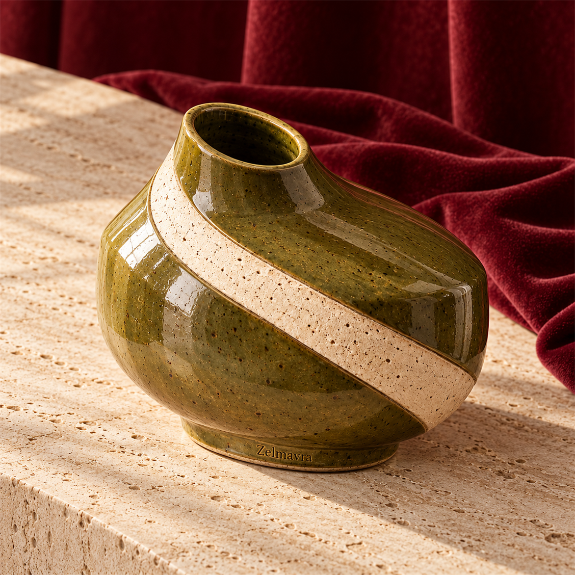 Zelmavra Olive Ribbon Vessel