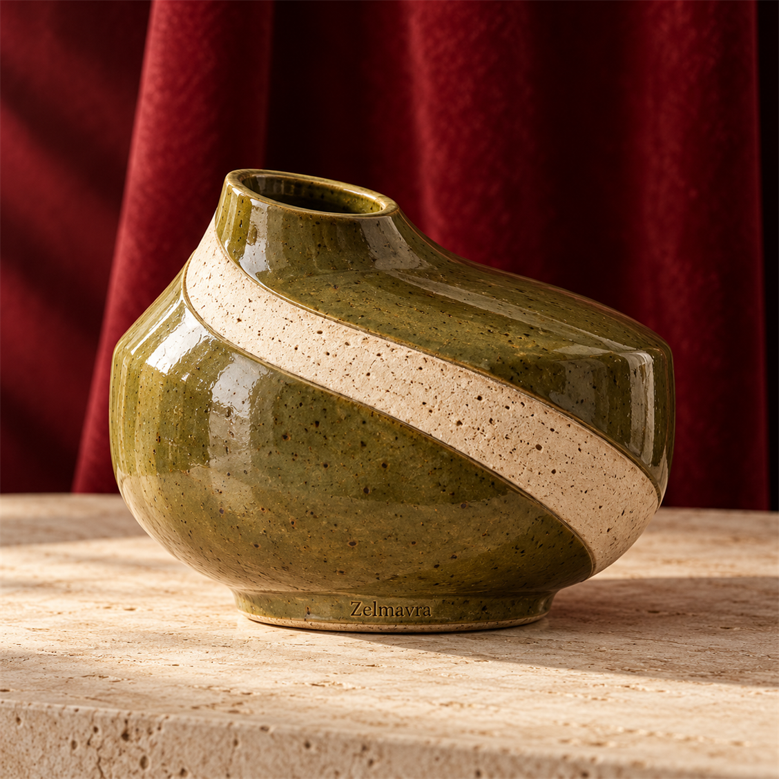 Zelmavra Olive Ribbon Vessel