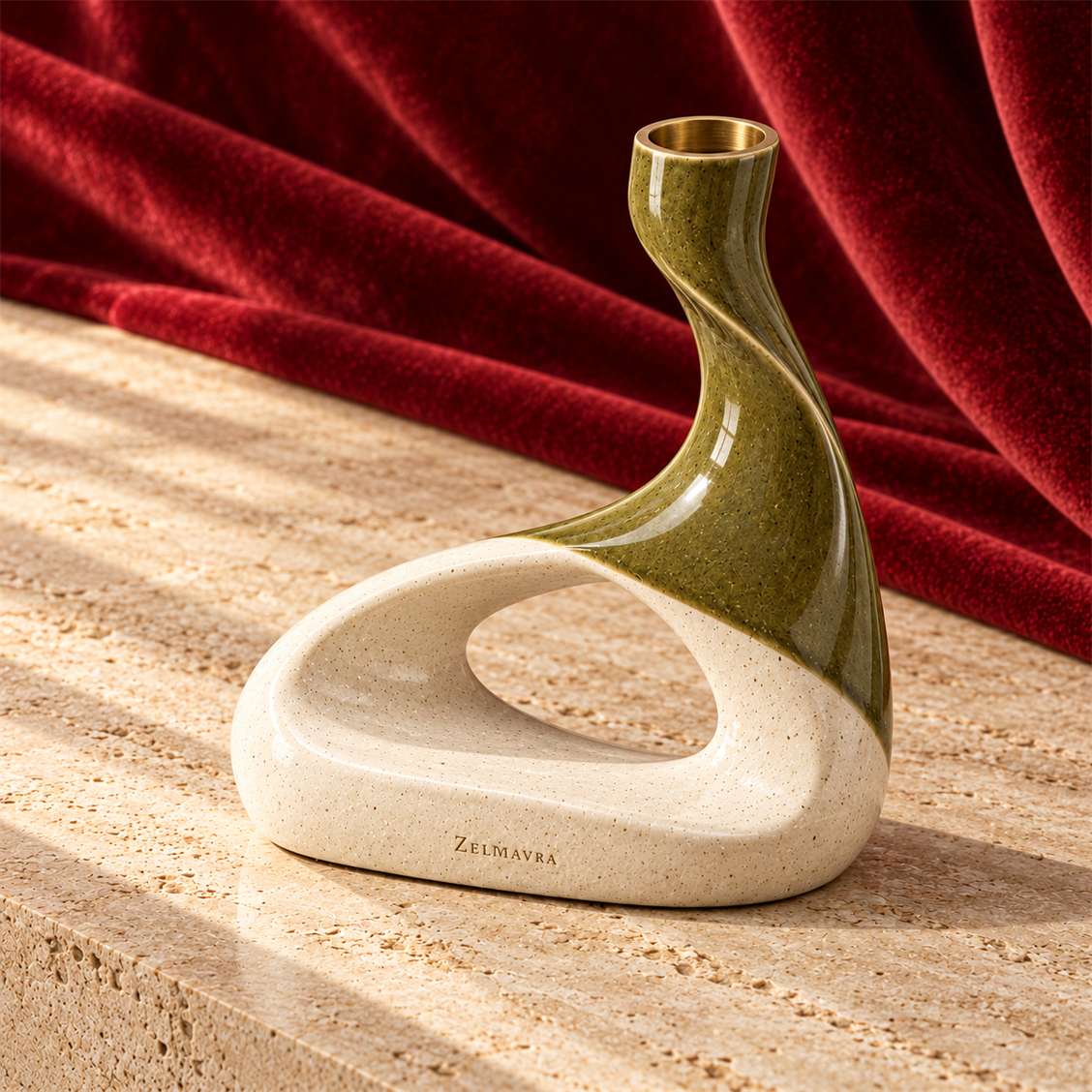 Zelmavra Olive Curve Accent Vessel