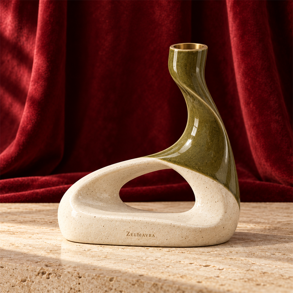 Zelmavra Olive Curve Accent Vessel